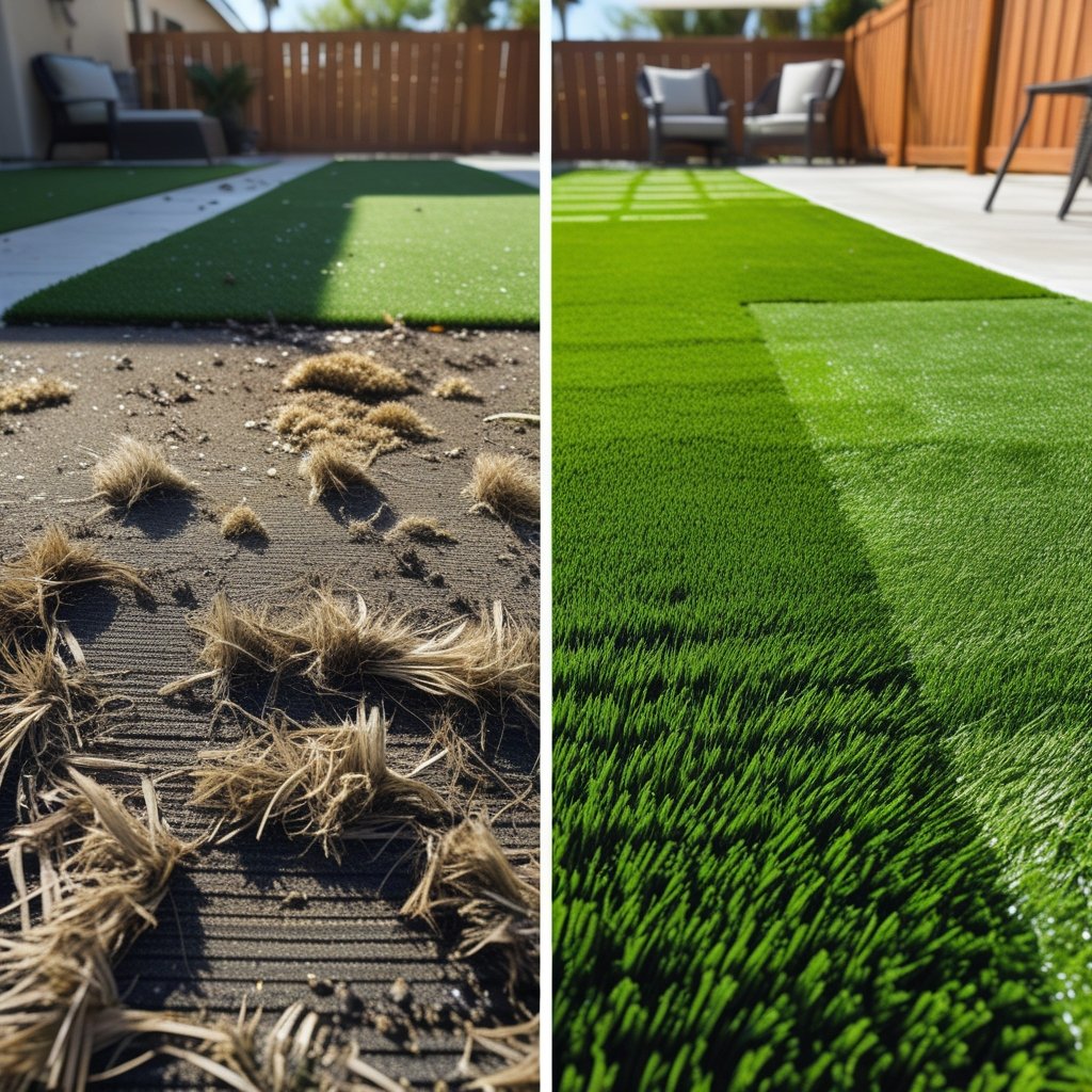 Before and after turf cleaning results